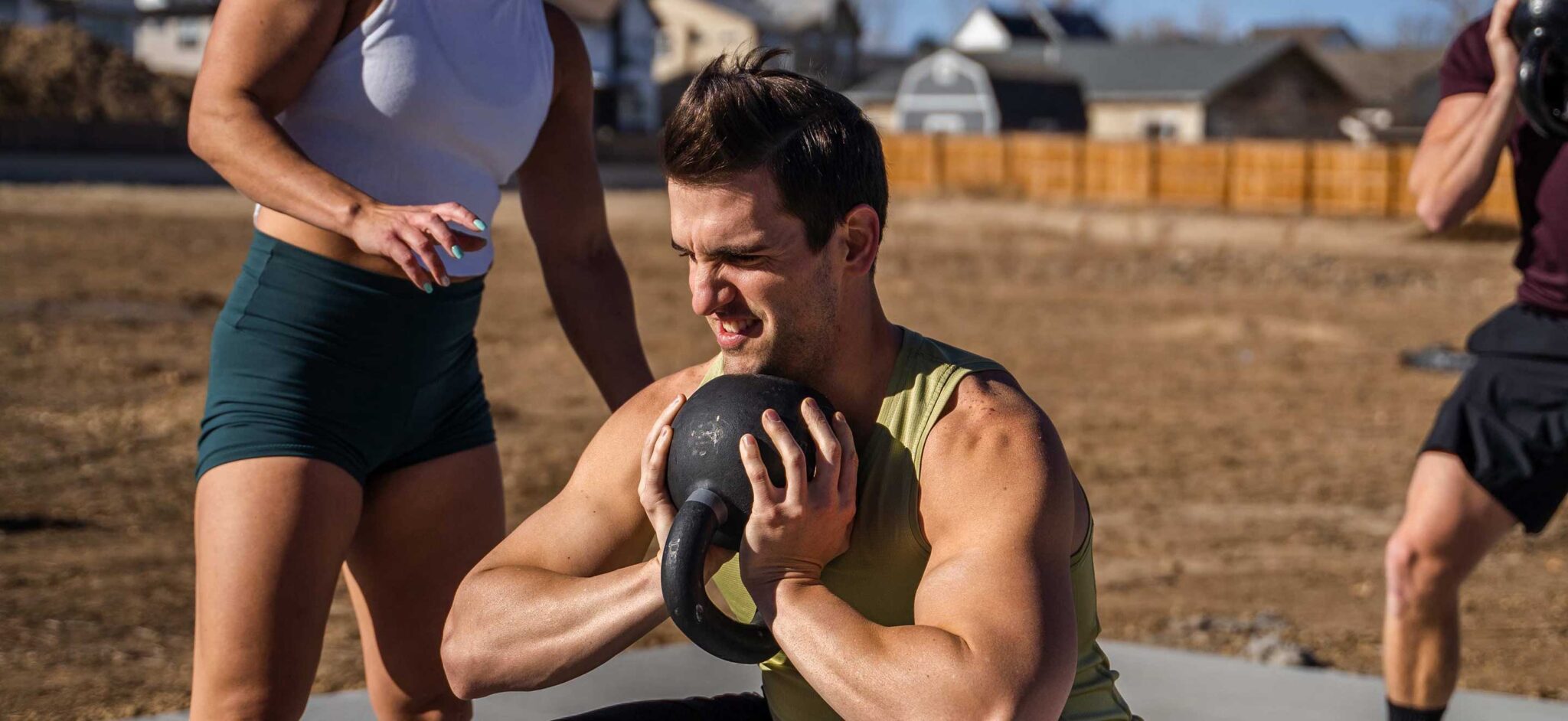 a man doing weight training