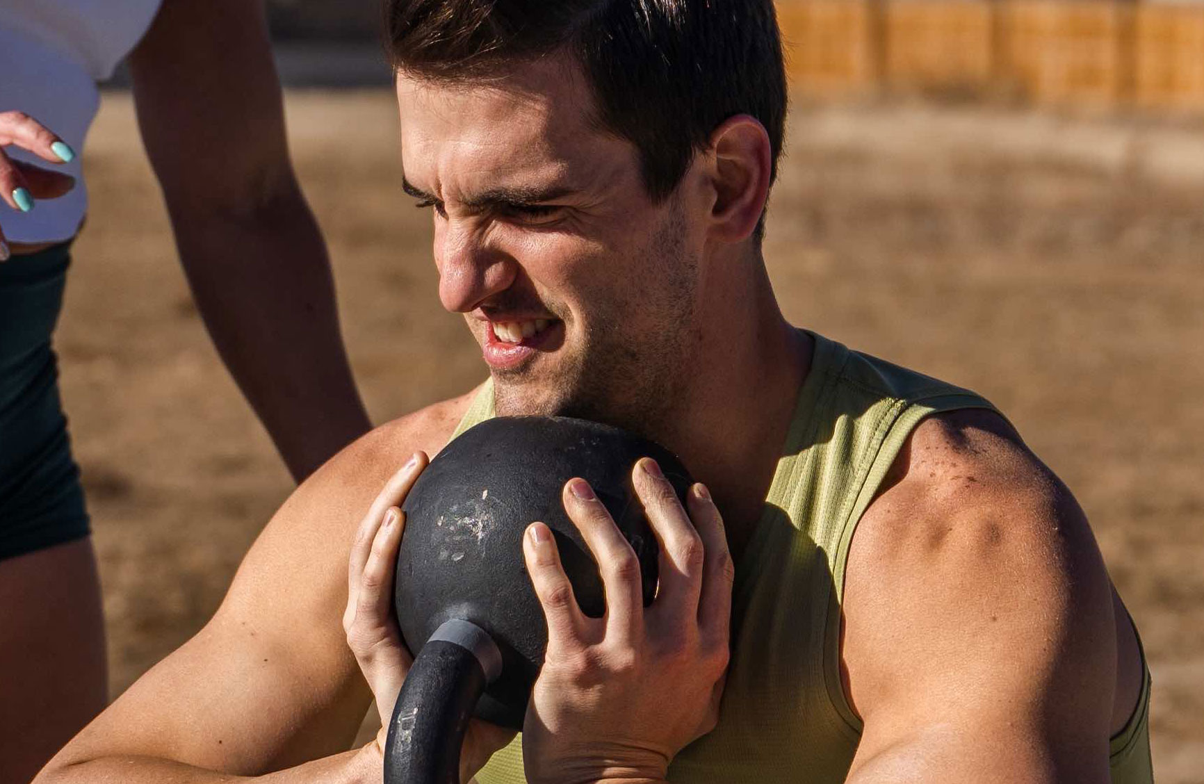 a man doing weight training