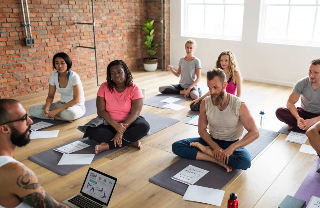 A 200 YTT Yoga certification class.