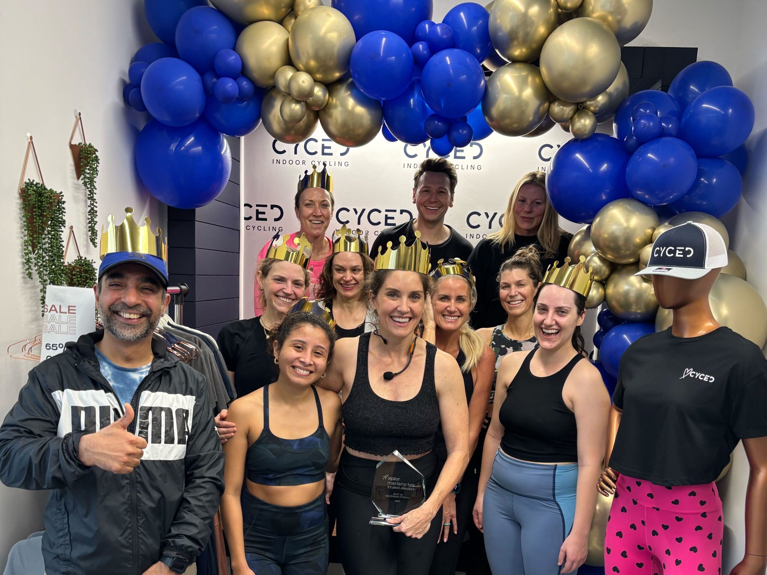 Adriana Jamet, winner of Mariana Tek’s Community Choice – Instructor Award, leading a celebratory class at Cyced Fitness in recognition of her outstanding impact and dedication.